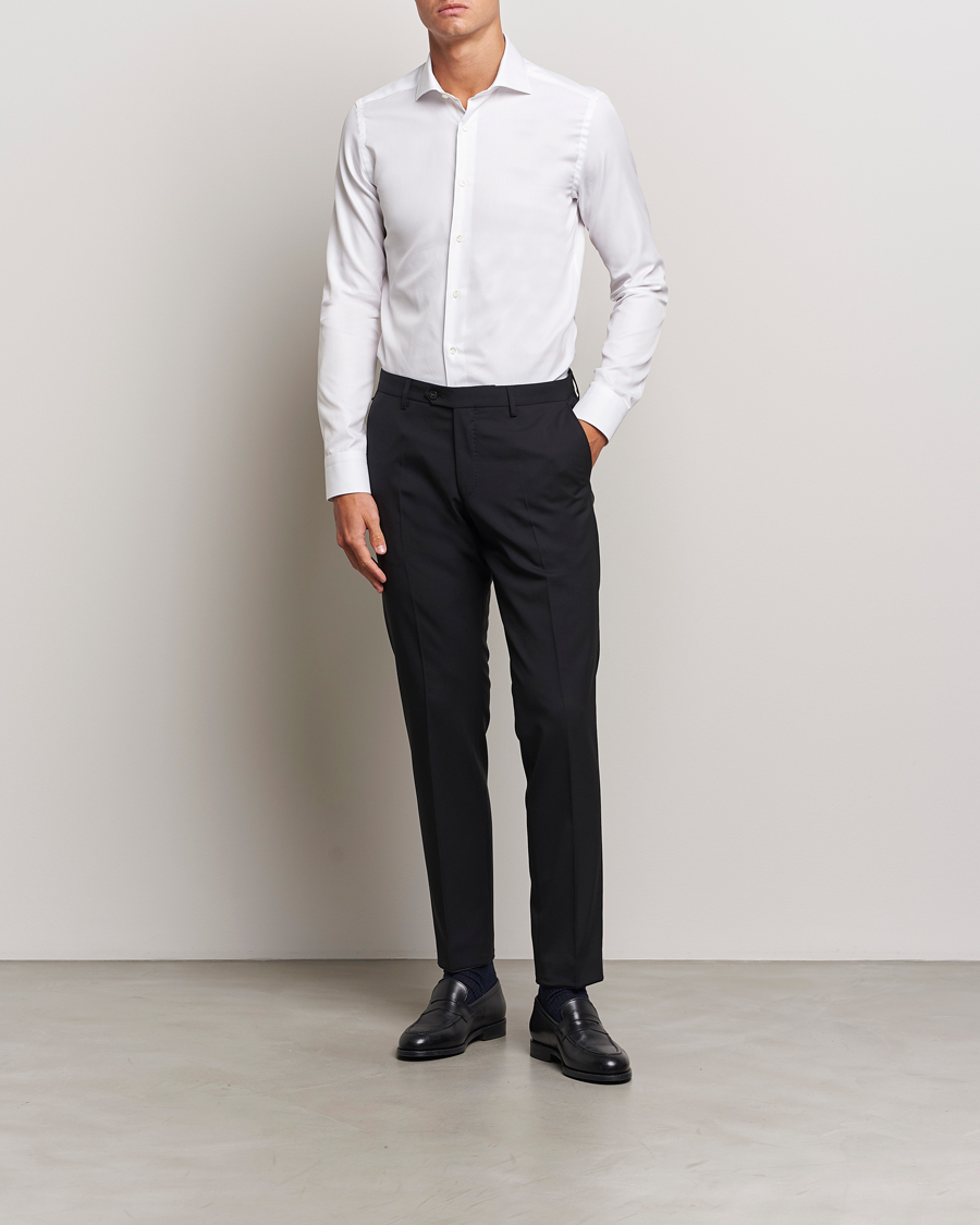 Heren | Overhemden | Canali | Slim Fit Cotton Shirt White