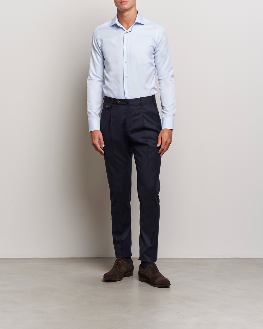 Homme | Chemises | Canali | Slim Fit Cotton Shirt Light Blue