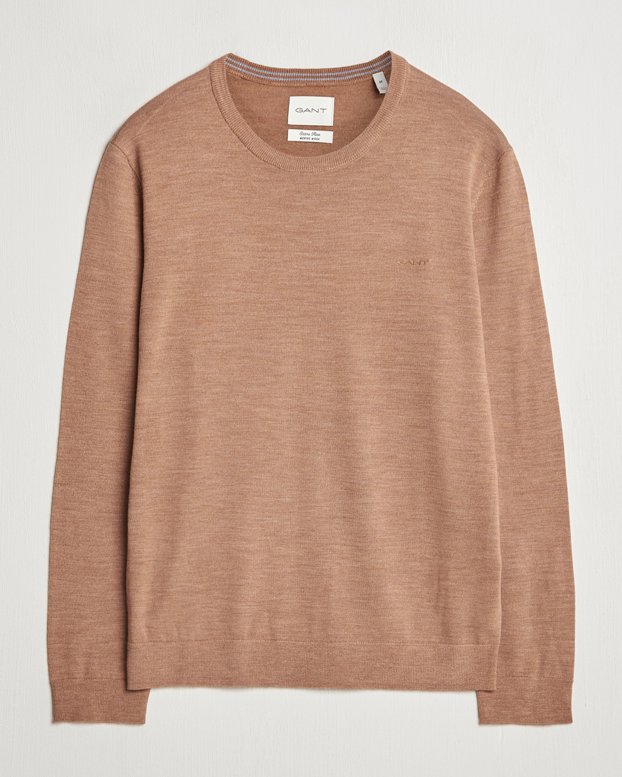 Homme | Pulls Et Tricots | GANT | Extrafine Merino Wool C-Neck Dk Sand Melange