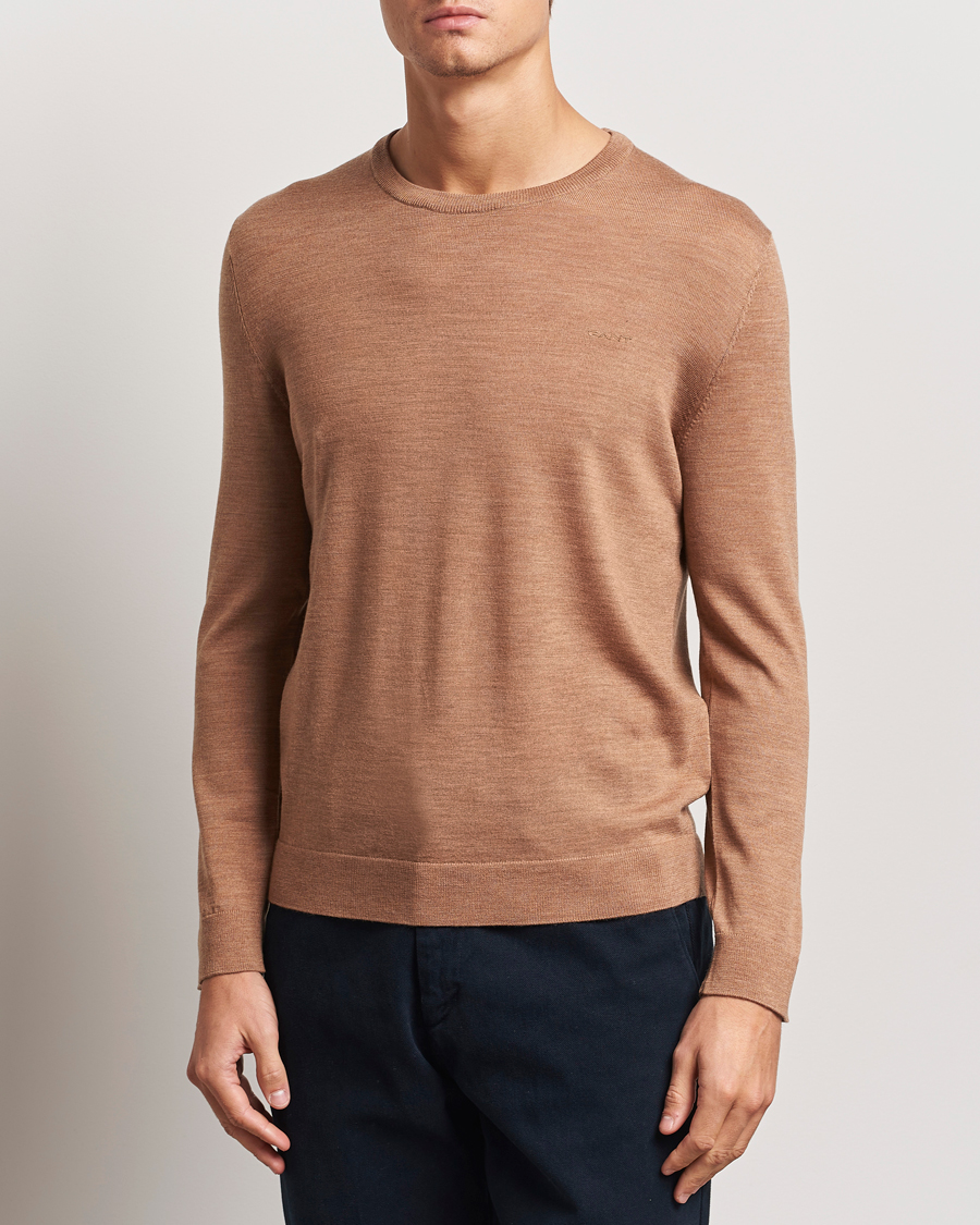 Homme | Pulls Et Tricots | GANT | Extrafine Merino Wool C-Neck Dk Sand Melange