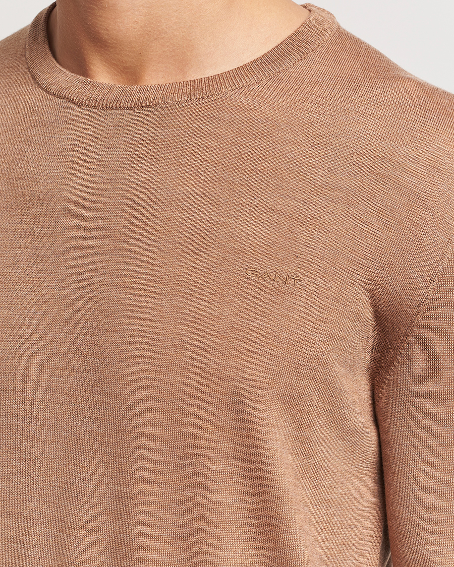 Homme | Pulls Et Tricots | GANT | Extrafine Merino Wool C-Neck Dk Sand Melange