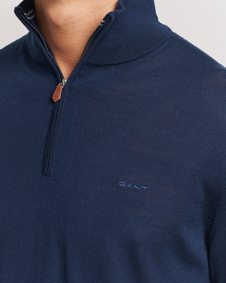 Heren | Truien | GANT | Extrafine Merino Wool Half Zip Marine