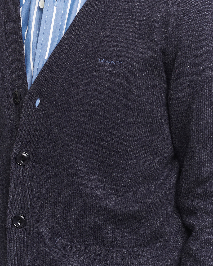 Heren | Truien | GANT | Wool Blend Cardigan Dark Navy Melange