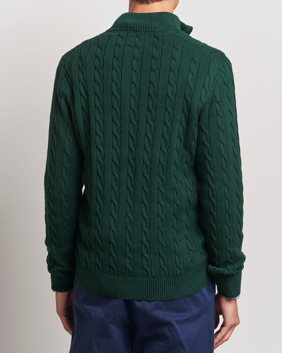 Heren | Truien | GANT | Cotton Cable Half Zip Tartan Green