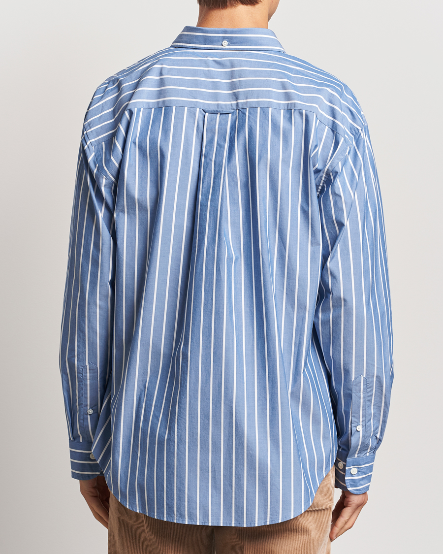 Heren | Overhemden | GANT | Rel Herigate Poplin Stripe Shirt Lapis Blue