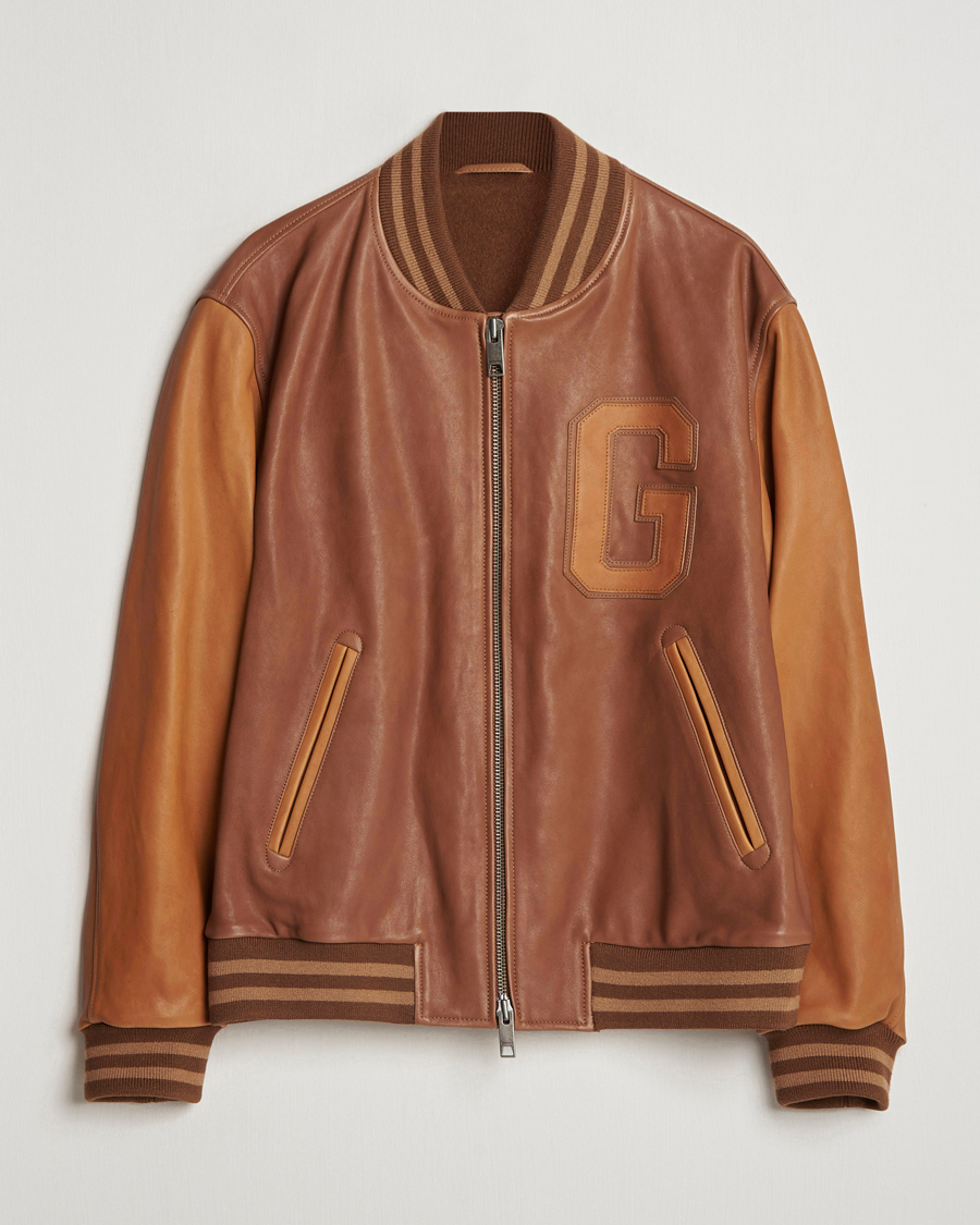 Heren | Jassen | GANT | Leather Varsity Jacket Brown Sugar