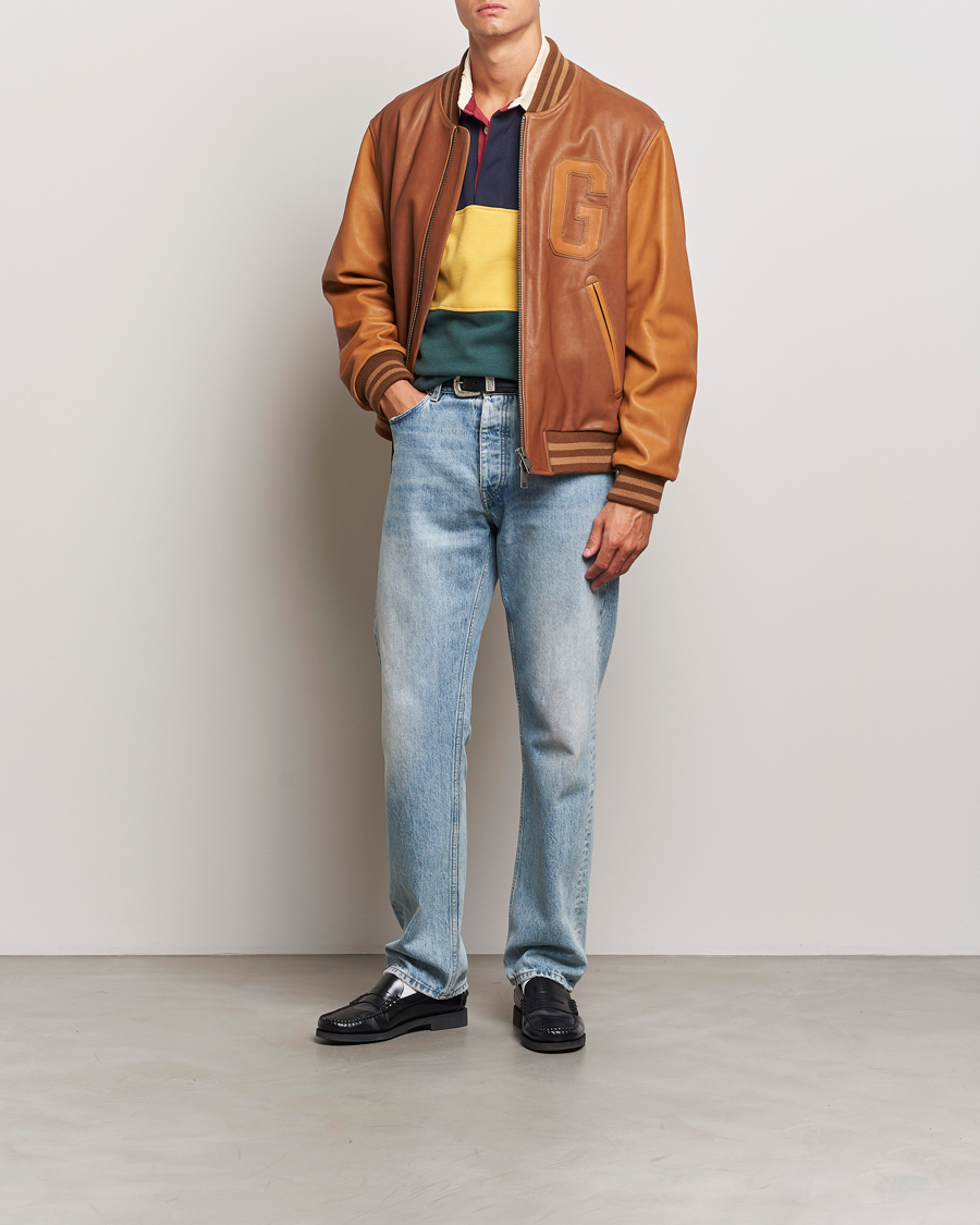 Heren | Jassen | GANT | Leather Varsity Jacket Brown Sugar