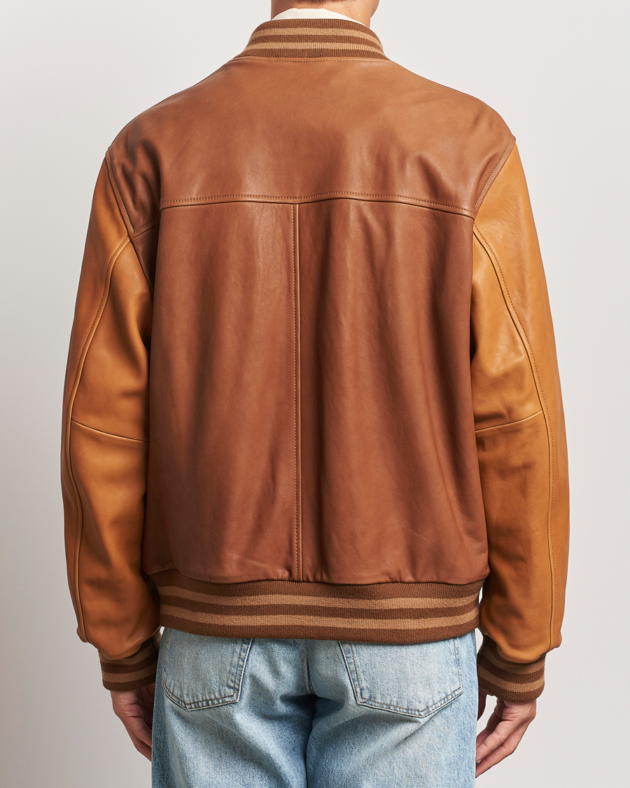 Heren | Jassen | GANT | Leather Varsity Jacket Brown Sugar