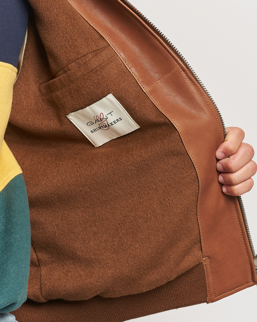 Heren | Jassen | GANT | Leather Varsity Jacket Brown Sugar