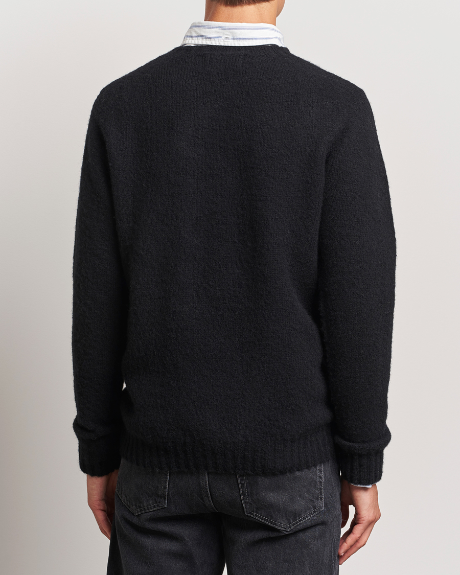 Heren | Truien | Harley Of Scotland | Brushed Supersoft Lambswool Crewneck Black