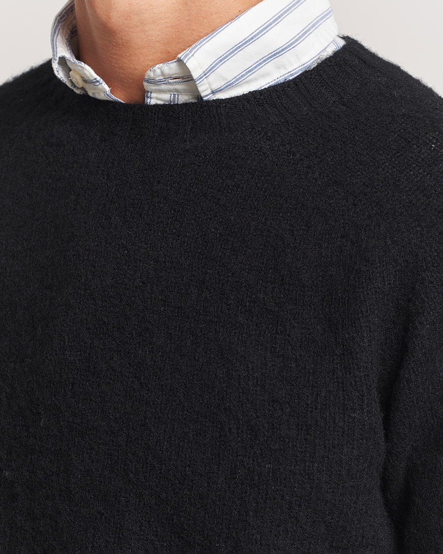 Heren | Truien | Harley Of Scotland | Brushed Supersoft Lambswool Crewneck Black