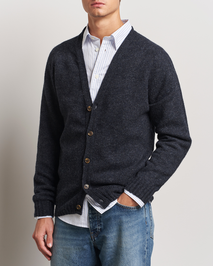 Heren | Truien | Harley Of Scotland | Supersoft Lambswool Cardigan Charcoal