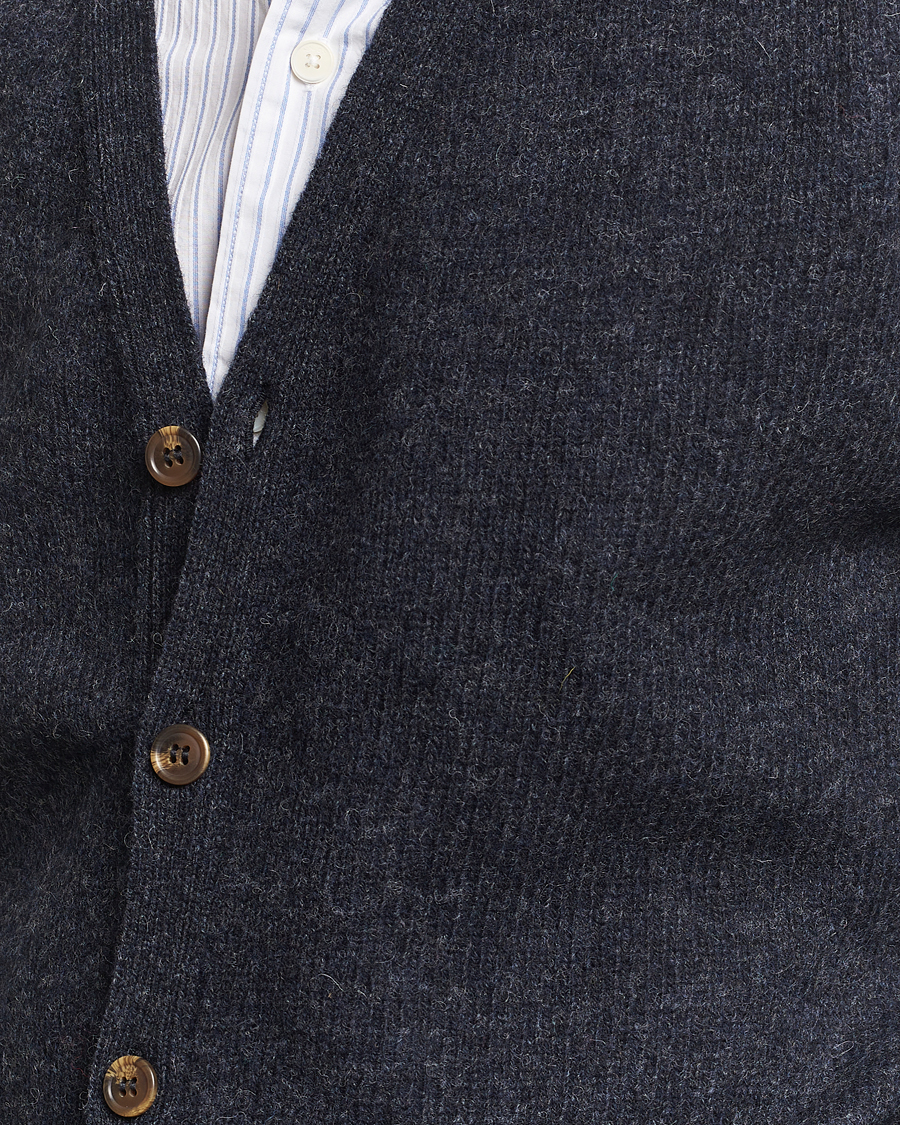 Heren | Truien | Harley Of Scotland | Supersoft Lambswool Cardigan Charcoal