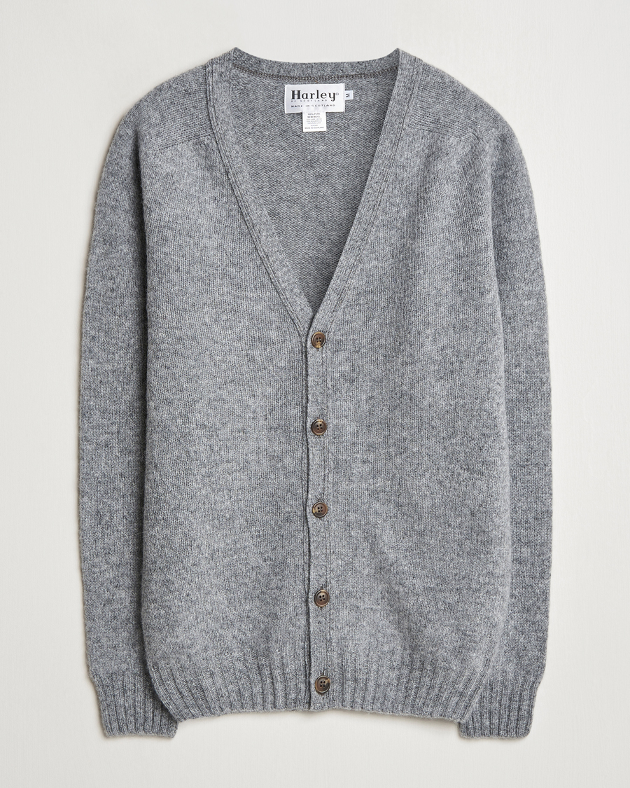 Homme | Pulls Et Tricots | Harley Of Scotland | Supersoft Lambswool Cardigan Medium Grey