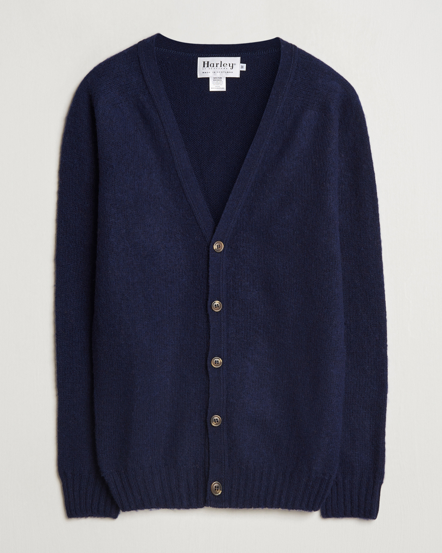 Heren | Truien | Harley Of Scotland | Supersoft Lambswool Cardigan Navy