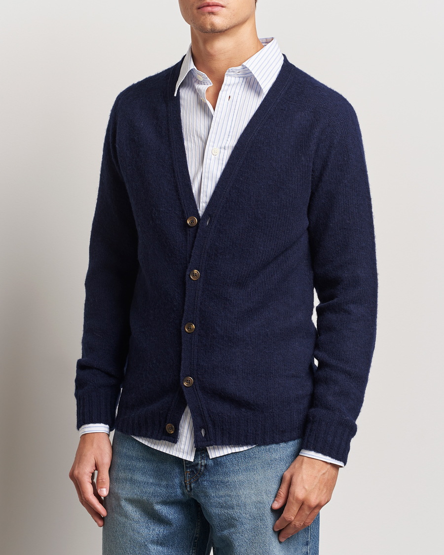 Heren | Truien | Harley Of Scotland | Supersoft Lambswool Cardigan Navy