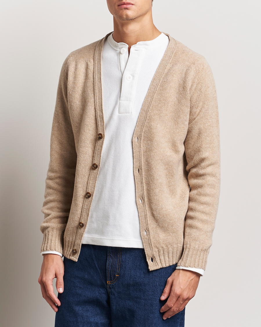 Homme | Pulls Et Tricots | Harley Of Scotland | Supersoft Lambswool Cardigan Oatmilk