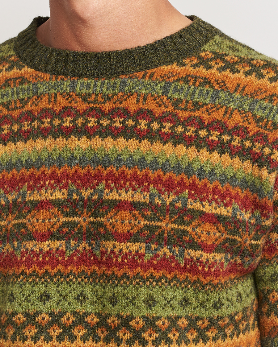 Heren | Truien | Harley Of Scotland | Supersoft Lambswool Fairisle Crewneck Green