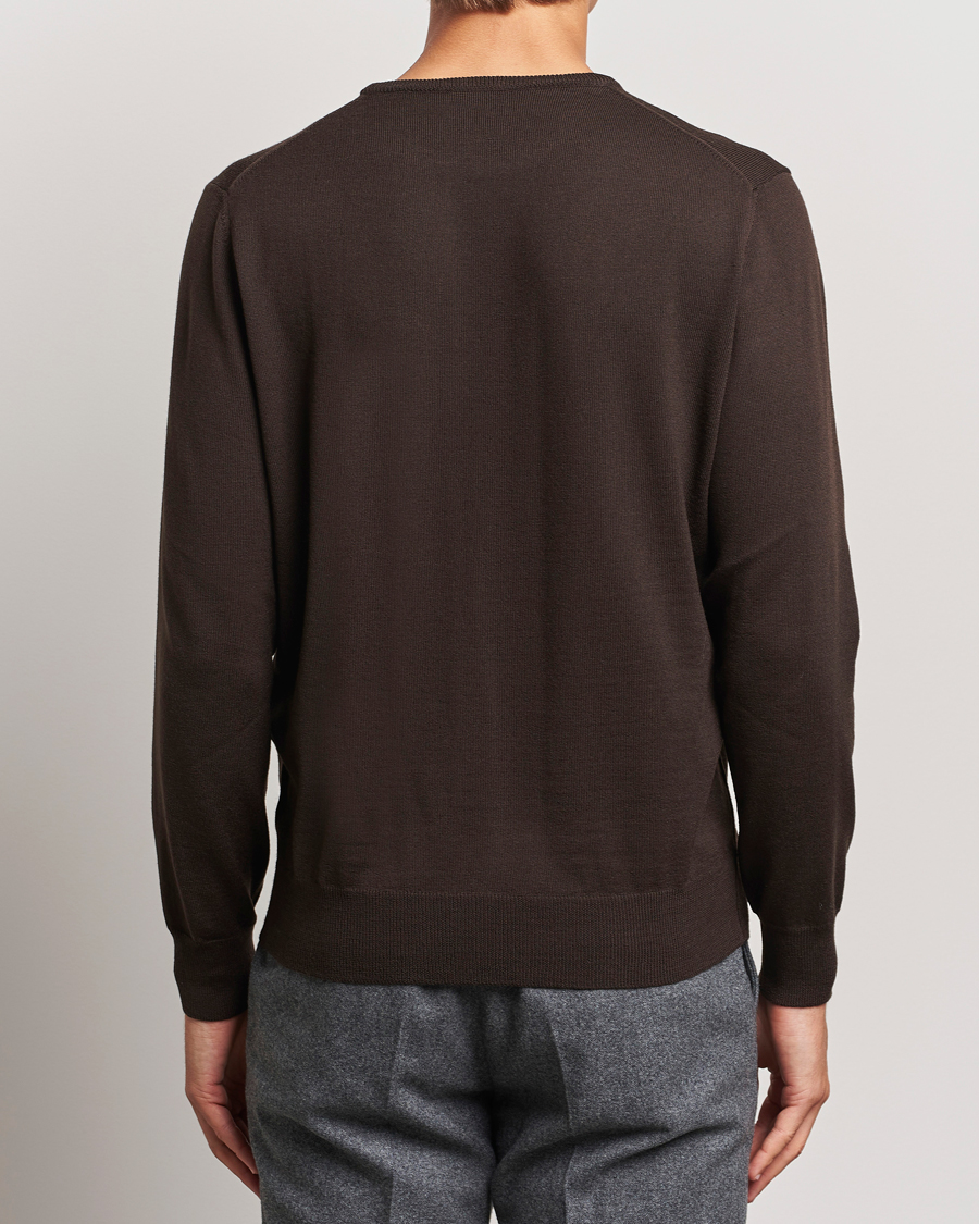 Heren | Truien | Morgano | Extra Fine Merino Wool Crewneck Dark Brown