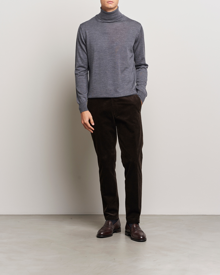 Heren | Truien | Morgano | Extra Fine Merino Wool Rollneck Mid Grey