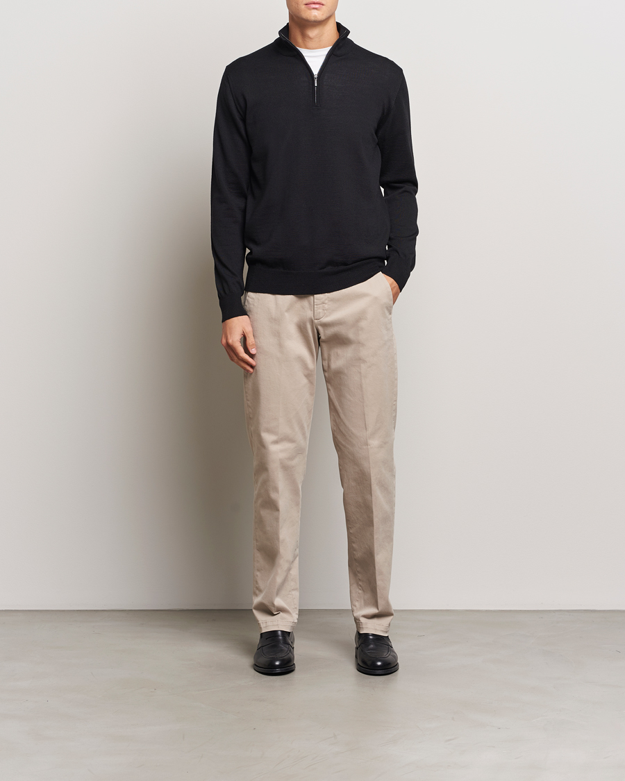 Homme | Pulls Et Tricots | Morgano | Extra Fine Merino Wool Half-Zip Black