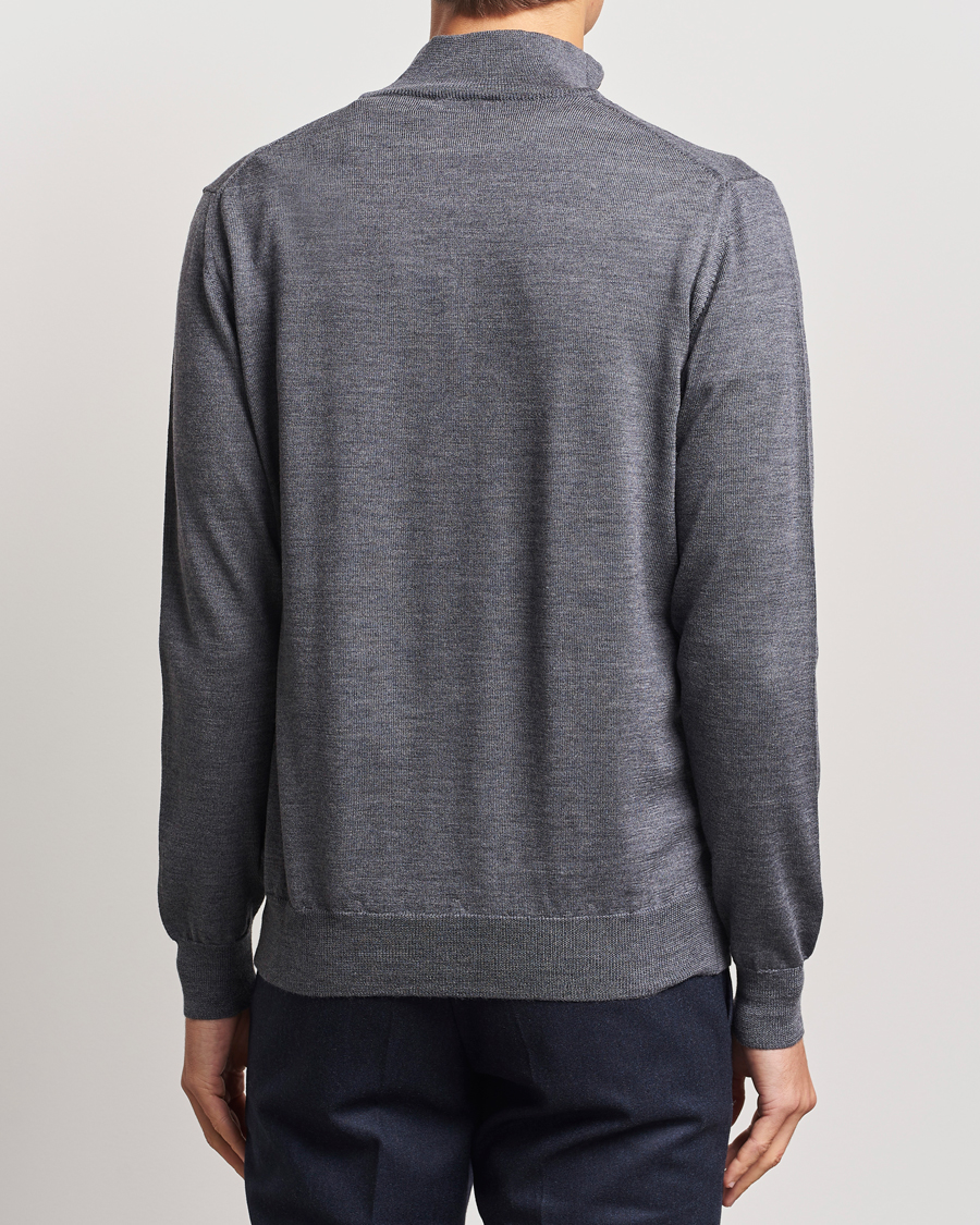 Heren | Truien | Morgano | Extra Fine Merino Wool Half-Zip Mid Grey