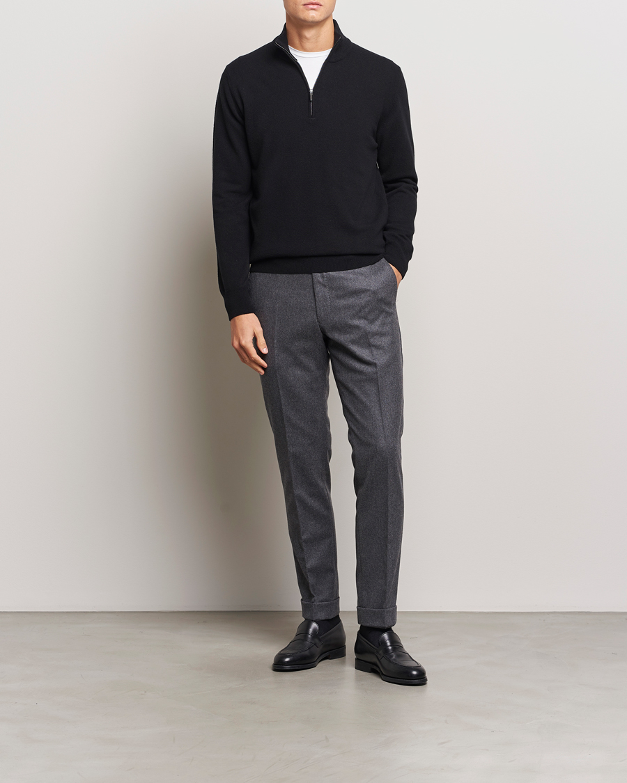 Heren | Truien | Morgano | Wool/Cashmere Half-Zip Black