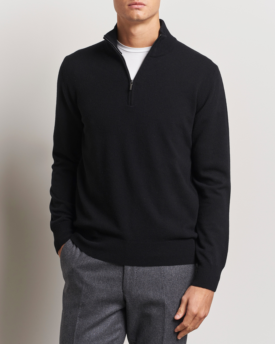 Heren | Truien | Morgano | Wool/Cashmere Half-Zip Black