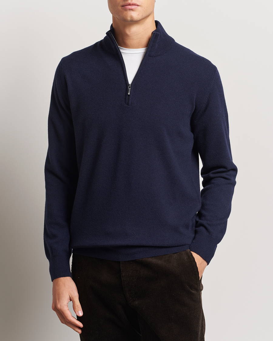Homme | Pulls Et Tricots | Morgano | Wool/Cashmere Half-Zip Navy