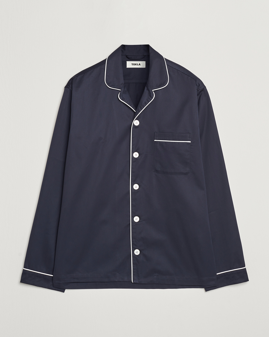Homme | Peignoirs Et Pyjamas | Tekla | Sateen Pyjama Shirt Chelsea Navy