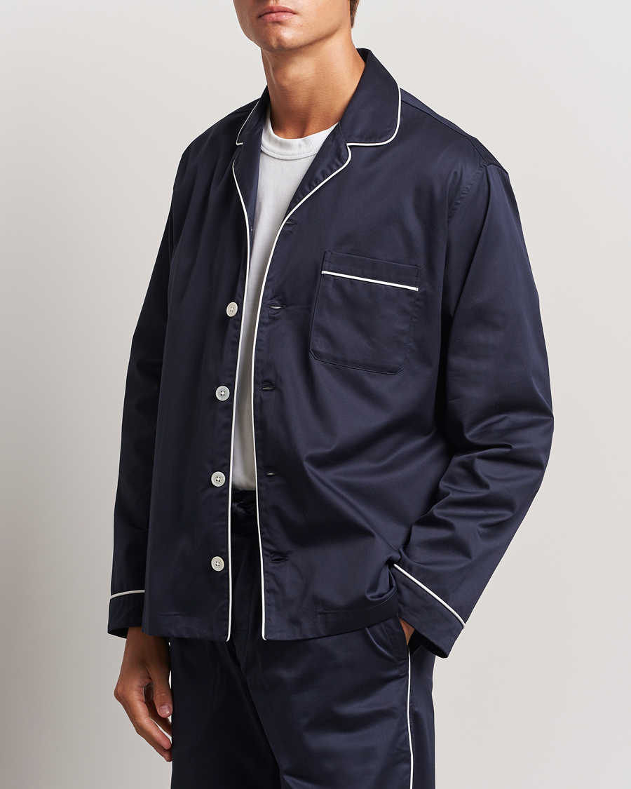 Homme | Peignoirs Et Pyjamas | Tekla | Sateen Pyjama Shirt Chelsea Navy