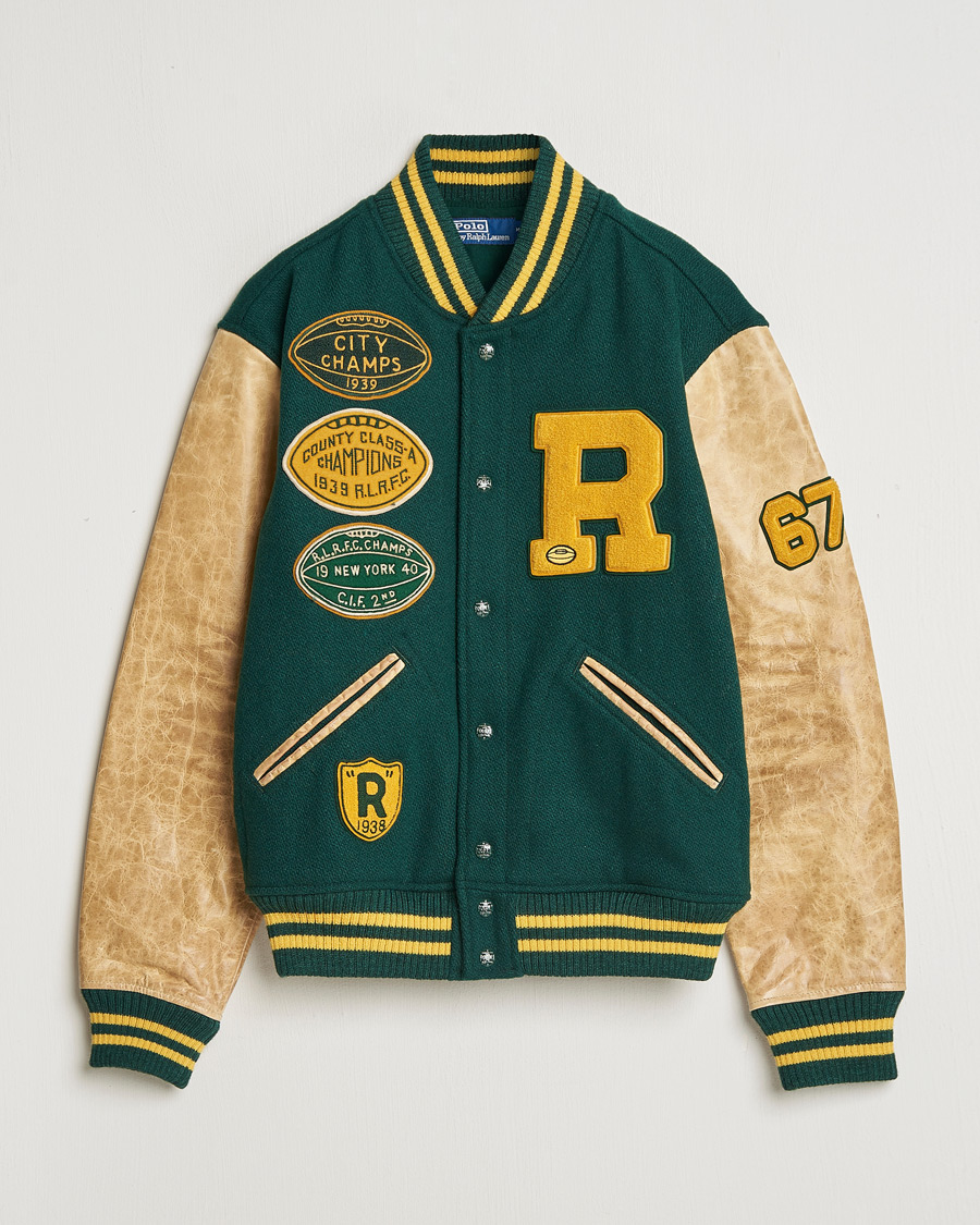 Homme | Manteaux Et Vestes | Polo Ralph Lauren | Varsity Leather Bomber Moss Agate