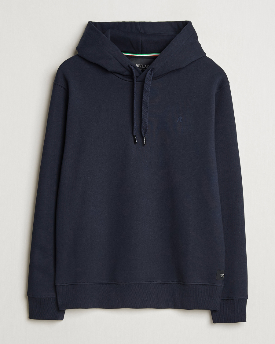 Heren | Truien | Replay | Tonal Logo Hoodie Navy