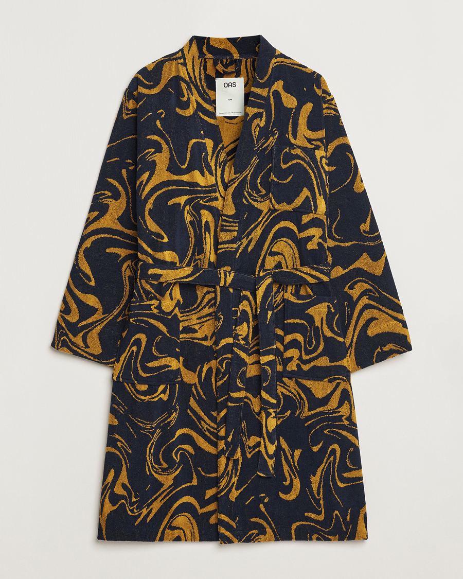Heren | Pyjama's en gewaden | OAS | Marble Robe Black/Yellow