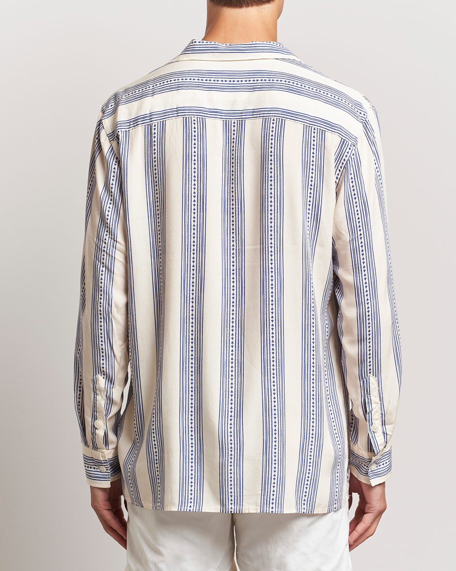 Heren | Overhemden | OAS | Havana Long Sleeve Viscose Shirt Blue/White
