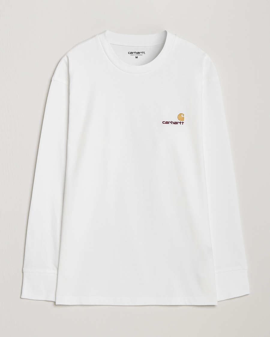 Heren | T-shirts | Carhartt WIP | American Script Long Sleeve T-Shirt White