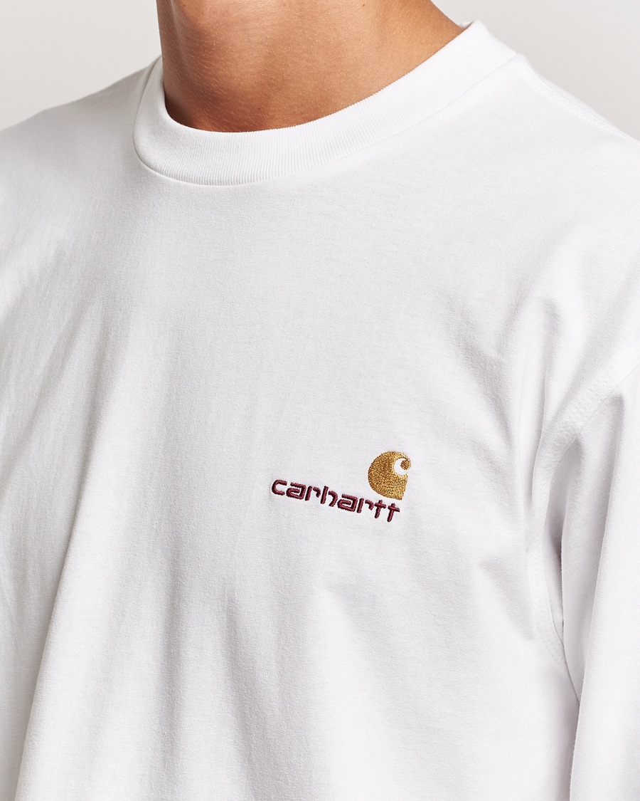 Heren | T-shirts | Carhartt WIP | American Script Long Sleeve T-Shirt White