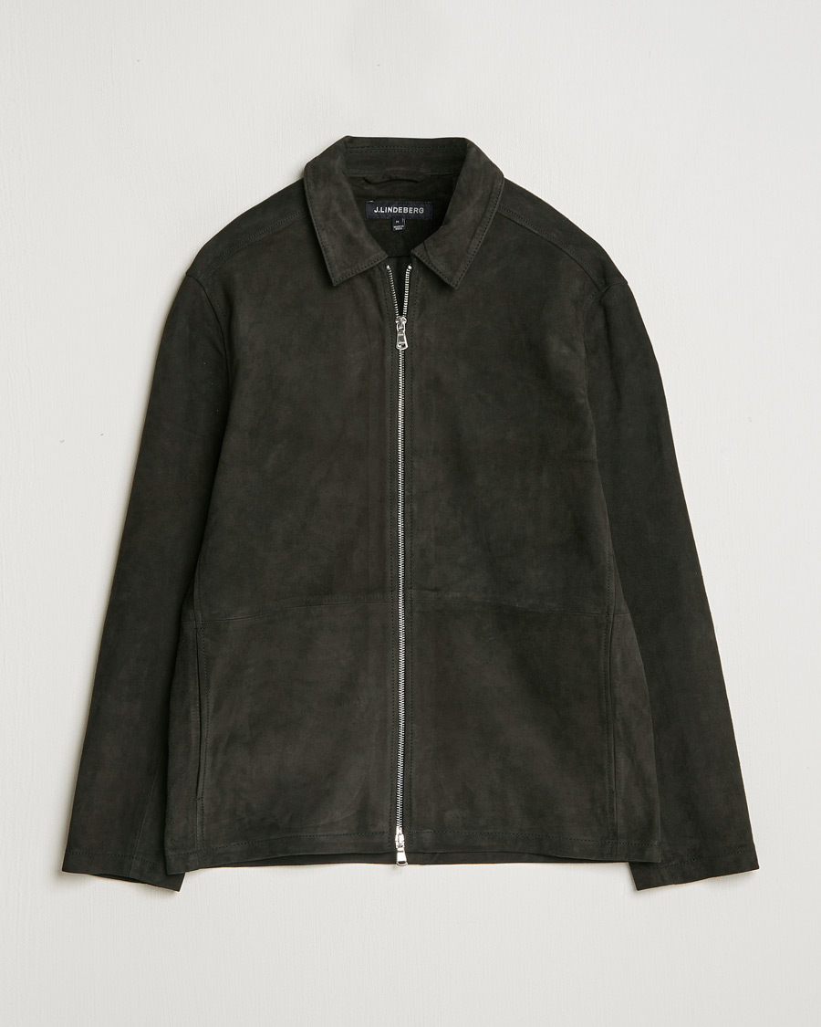 Heren | Jassen | J.Lindeberg | Jonah Suede Overshirt Washed Black