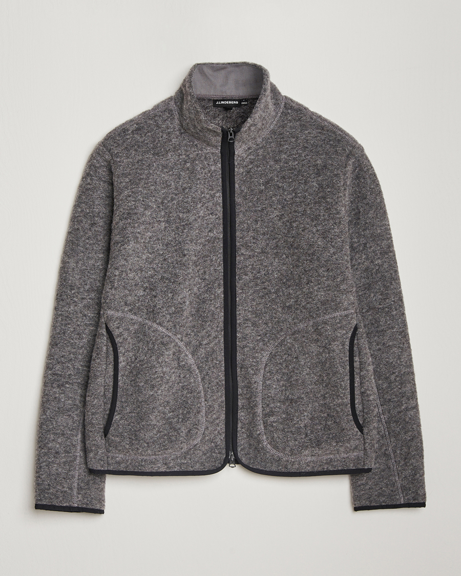 Heren | Truien | J.Lindeberg | Dustin Wool Fleece Jacket Light Grey Melange