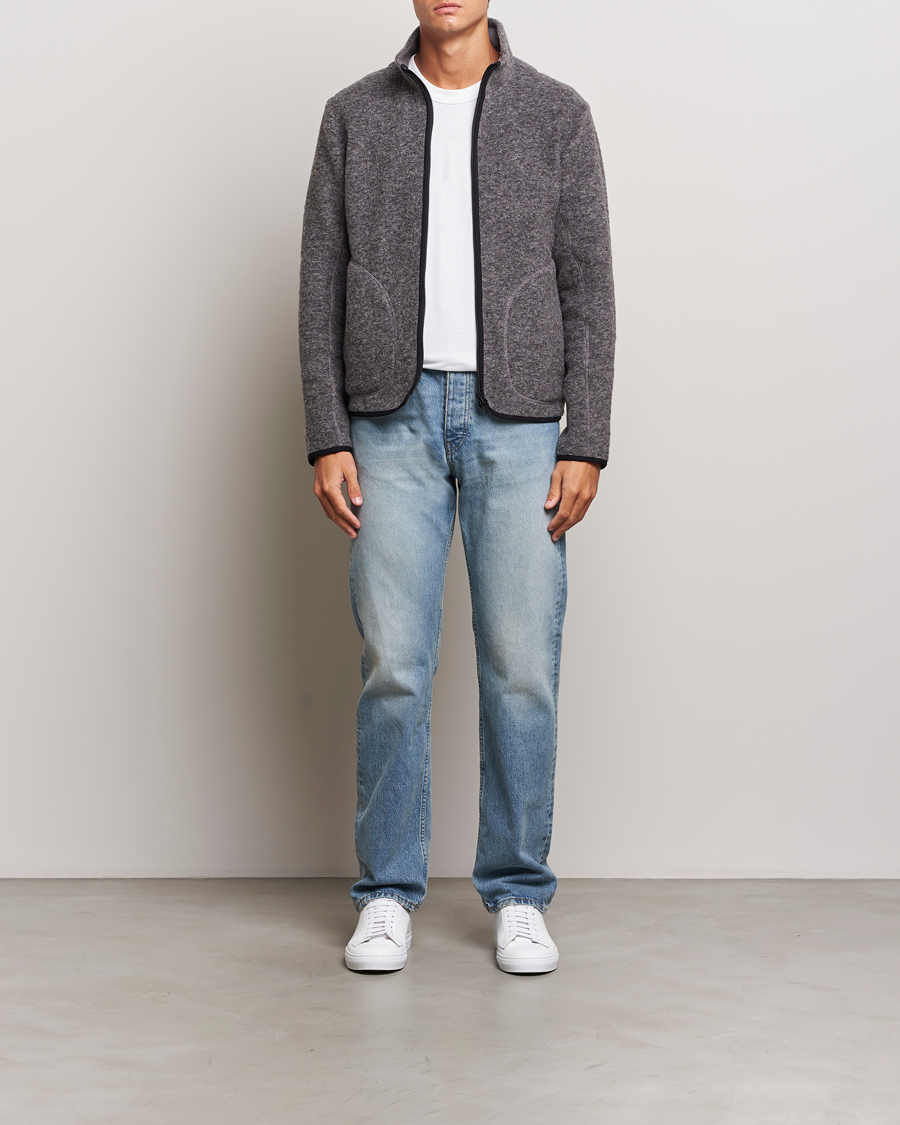 Heren | Truien | J.Lindeberg | Dustin Wool Fleece Jacket Light Grey Melange