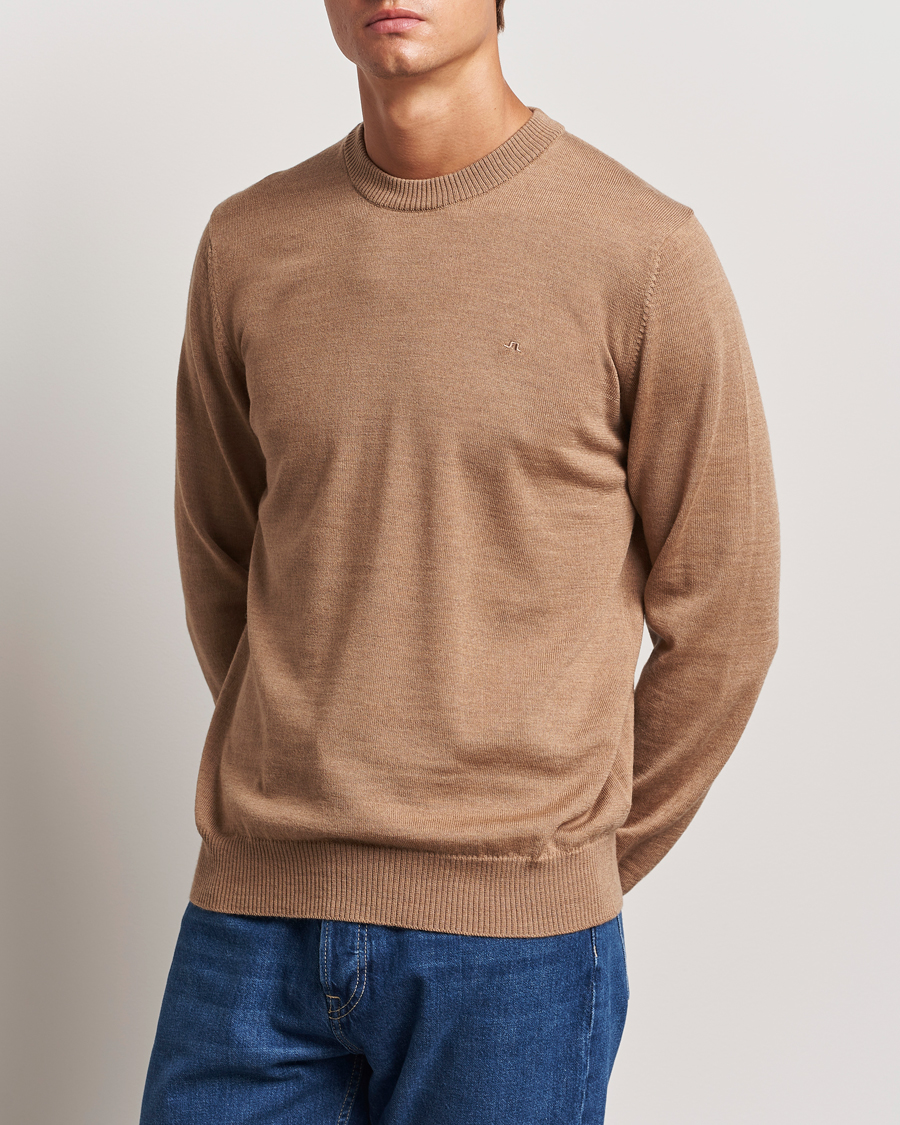Homme | Pulls Et Tricots | J.Lindeberg | Keane Merino Crew Neck Sweater Tiger Brown