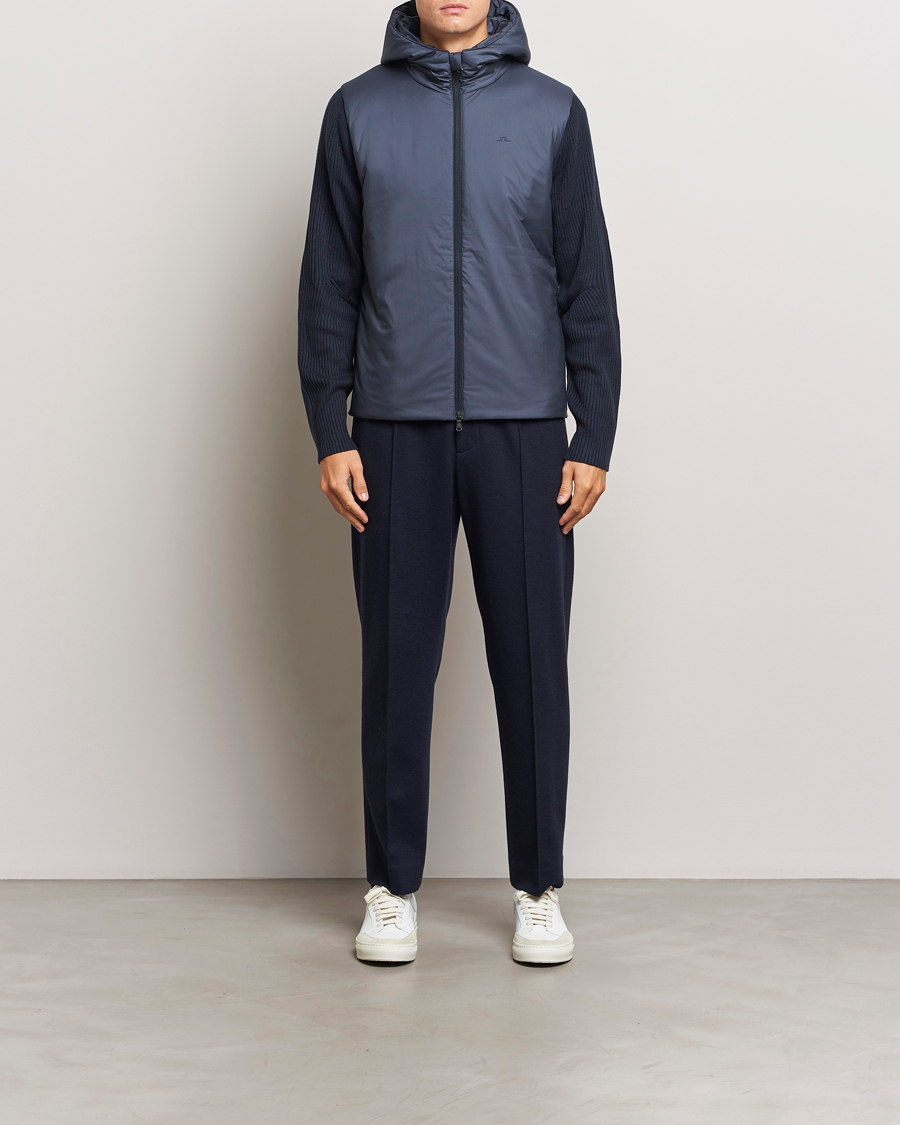 Homme | Manteaux Et Vestes | J.Lindeberg | Thierry Hybrid Knit Hoodie Navy