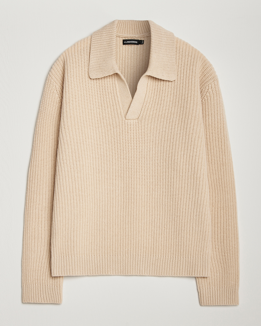 Heren | Truien | J.Lindeberg | Jethro Heavy Polo Knit Moonbeam