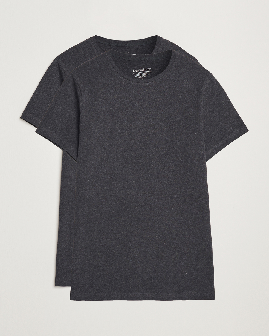 Homme | T-shirts | Bread & Boxers | 2-Pack Crew Neck T-Shirt Dark Grey Melange