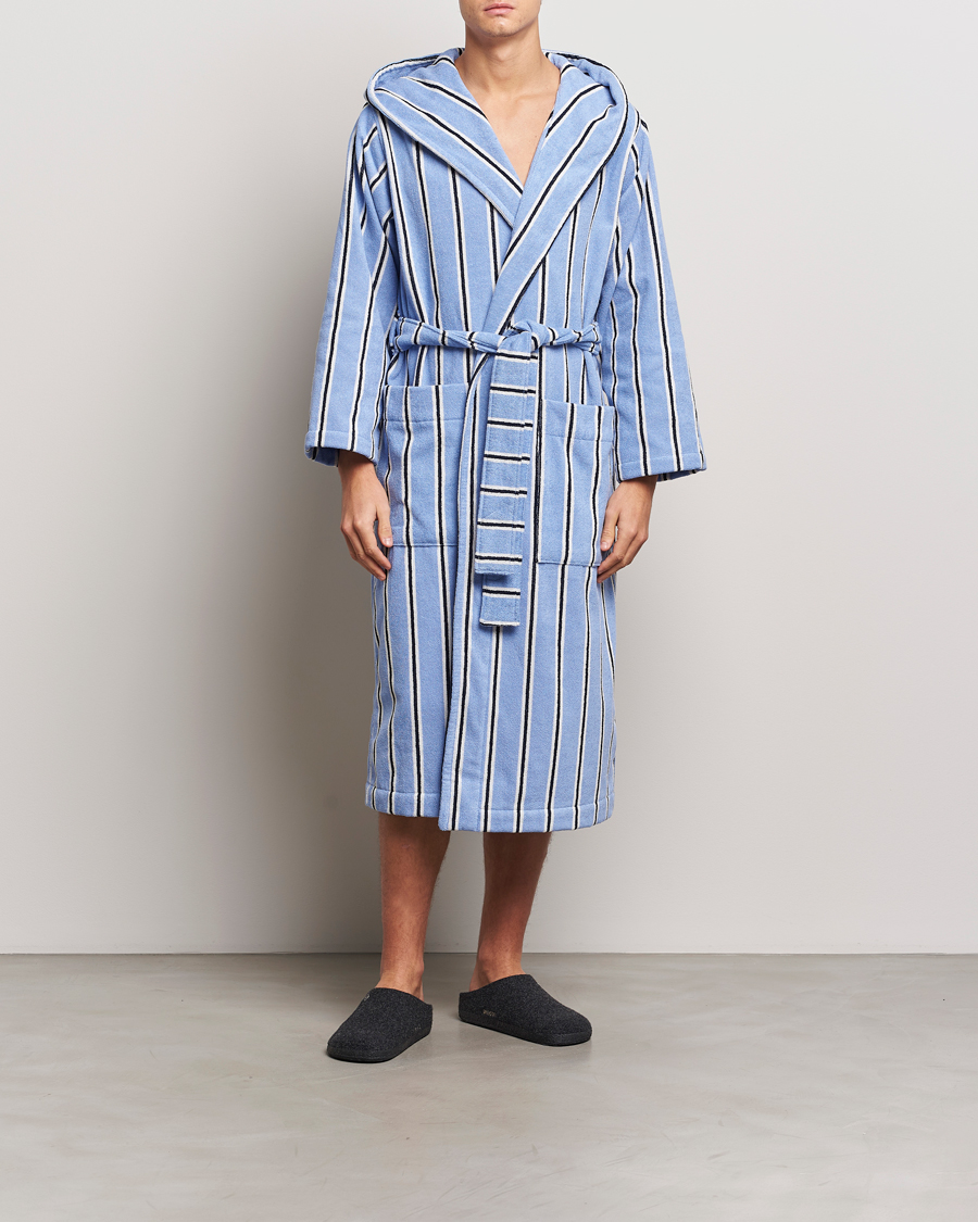 Homme | Tekla Organic Terry Hooded Bathrobe Basset Stripes | Tekla | Organic Terry Hooded Bathrobe Basset Stripes