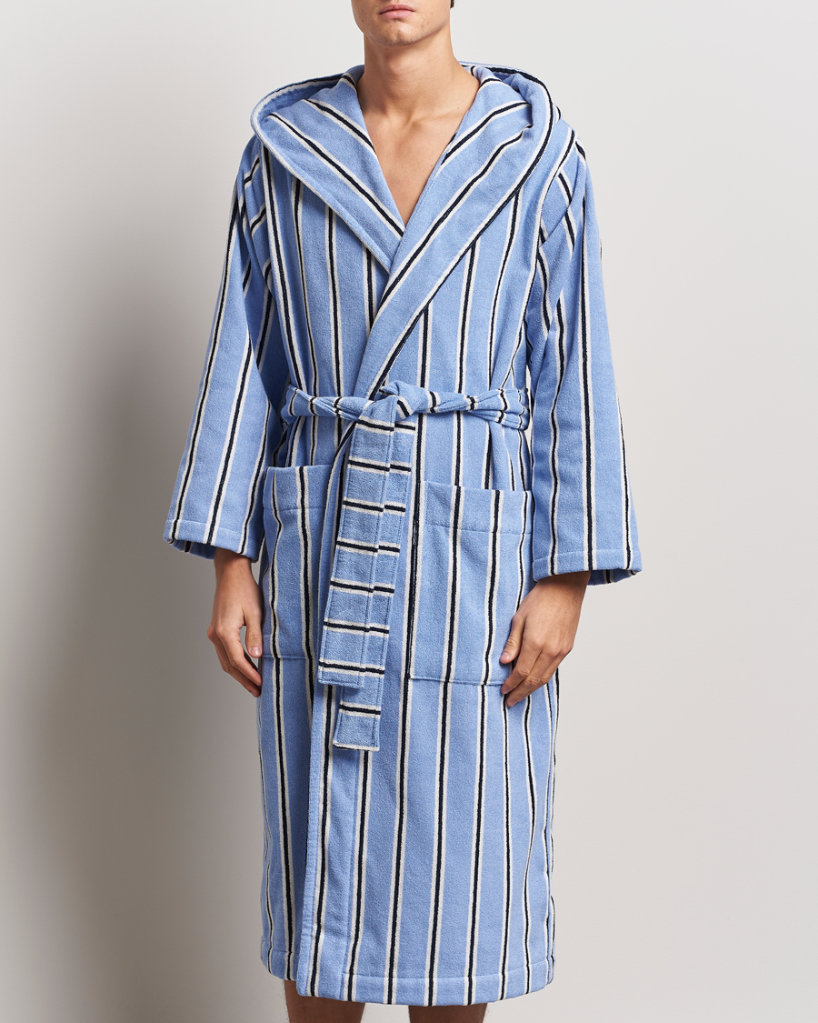 Homme | Tekla Organic Terry Hooded Bathrobe Basset Stripes | Tekla | Organic Terry Hooded Bathrobe Basset Stripes