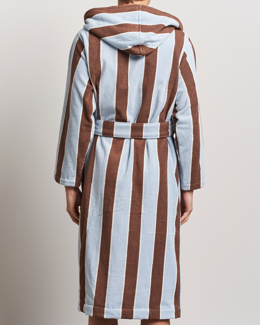 Homme | Tekla Organic Terry Hooded Bathrobe Cocoa Stripes | Tekla | Organic Terry Hooded Bathrobe Cocoa Stripes