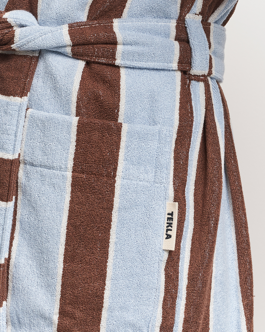 Homme | Tekla Organic Terry Hooded Bathrobe Cocoa Stripes | Tekla | Organic Terry Hooded Bathrobe Cocoa Stripes