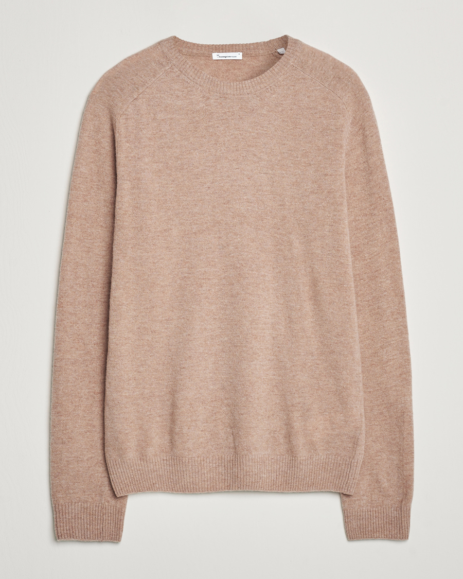 Heren | Truien | KnowledgeCotton Apparel | Lambswool Roundneck Beige