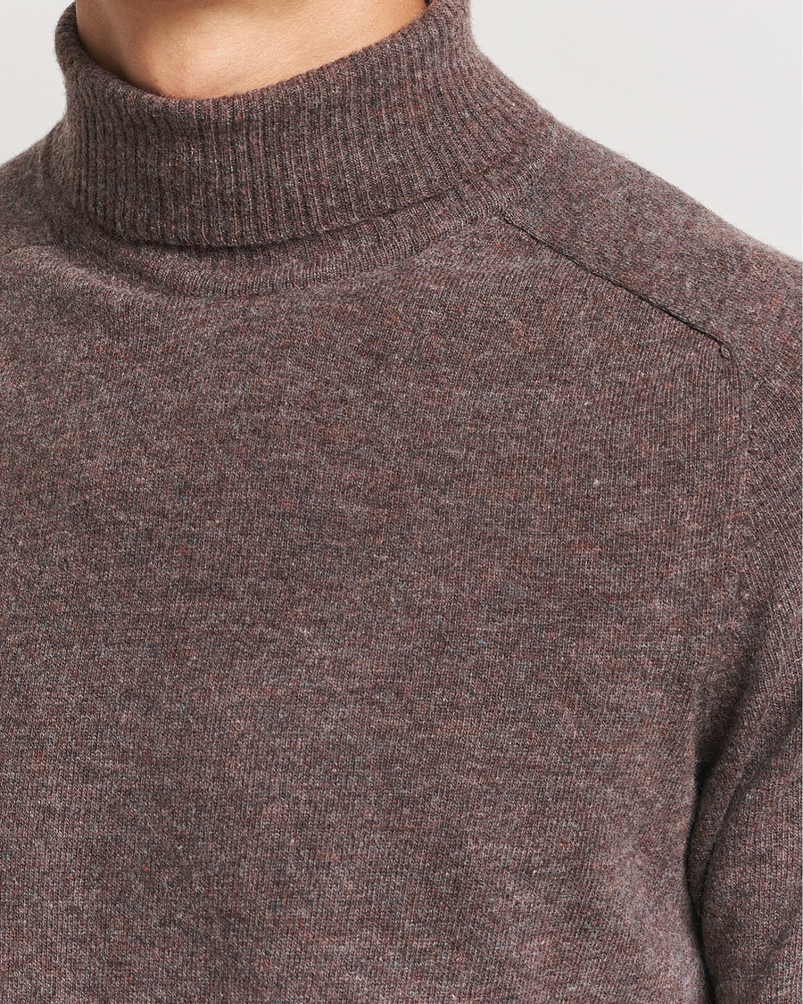Heren | Truien | KnowledgeCotton Apparel | Lambswool Rollneck Brown